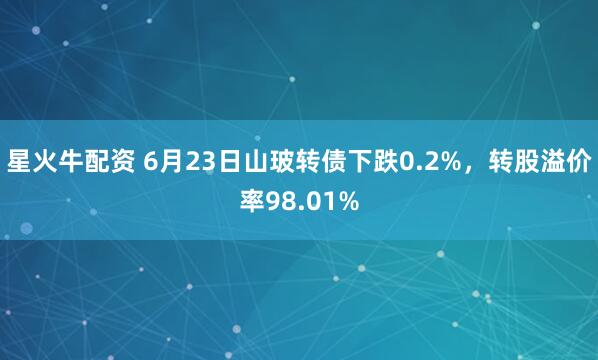 星火牛配资 6月23日山玻转债下跌0.2%，转股溢价率98.01%